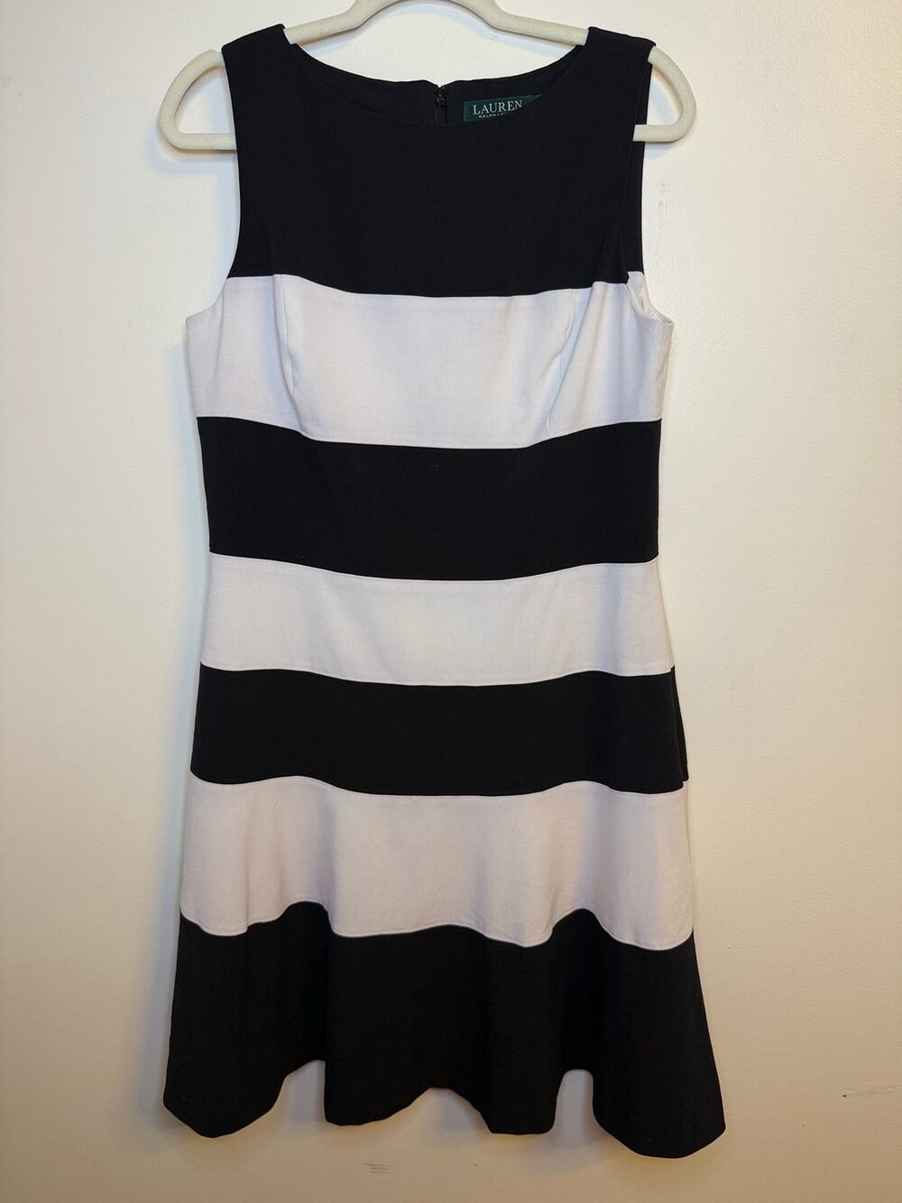 Lauren Ralph Lauren Black White Stripe Dress 12
